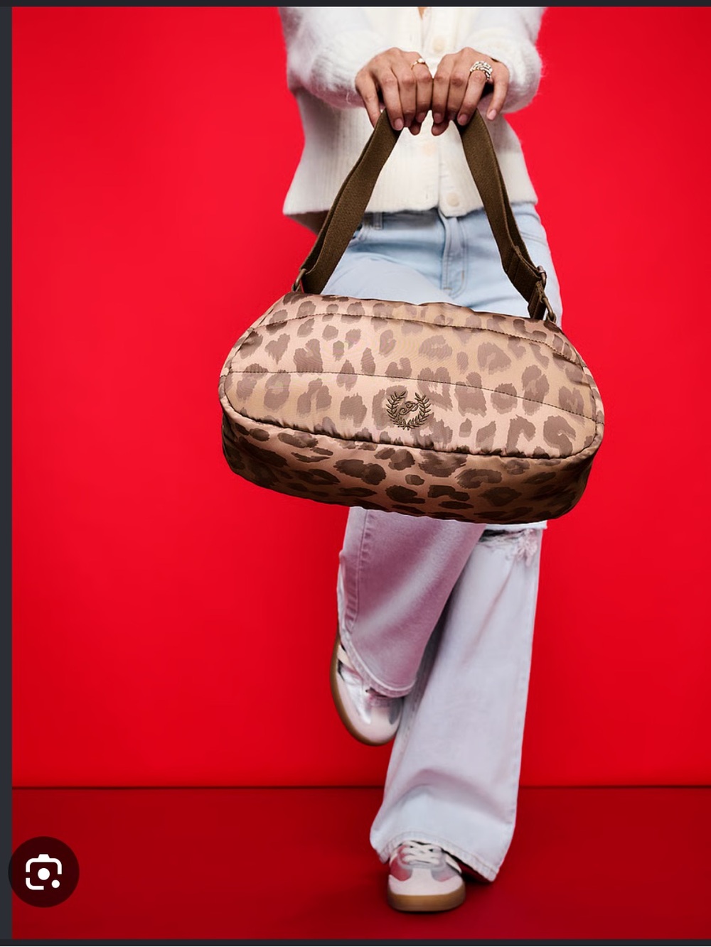 PINK Victoria's Secret Quilted Puffer Mini Leopard Hobo Bag
